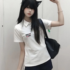 批发白色短袖t恤<b class='q'>女</b>夏2025新款宽松休闲正肩<b class='q'>半袖</b>小个子慵懒风印花上衣