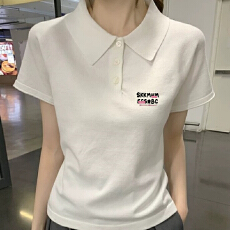 批发学院风白色短袖<b class='q'>T</b><b class='q'>恤</b>女大童夏季2025初中高中学生宽松版型POLO上衣