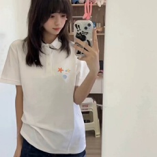 批发美式重磅大码短袖polo衫<b class='q'>女</b>生夏季ins潮牌宽松休闲情侣<b class='q'>半袖</b>上衣服