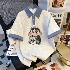 批发2026夏季<b class='q'>衬衫</b>格子拼接两件新款T恤宽松短袖<b class='q'>情侣</b><b class='q'>短袖</b>polo衫男女ins