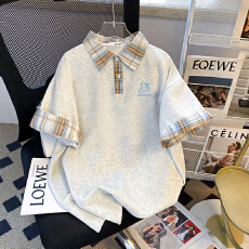 批发女外polo短袖拼接夏季格子设计<b class='q'>潮流</b>翻领简约学院<b class='q'>时尚</b>T恤休闲遮肉