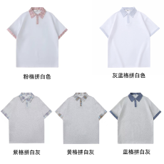 批发多巴胺夏季拼接上衣短袖简约POLO美式设计<b class='q'>大</b>码宽松学院<b class='q'>T</b><b class='q'>恤</b>新款女