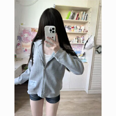 批发设计感小众女连帽外套<b class='q'>长袖</b>韩版春秋季简约通勤风<b class='q'>大码</b>宽松百搭上衣
