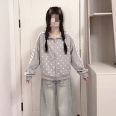 松弛感女款外套波点满印拉链开衫简约秋冬季韩系长袖大码休闲上衣
