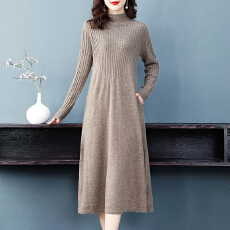 批发<b class='q'>欧洲站</b>秋冬新款毛衣裙女洋气显瘦加厚针织<b class='q'>连衣裙</b>时尚外出裙子