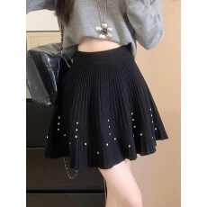 批发<b class='q'>甜美</b>烫钻针织百褶半身裙女春款遮胯显瘦A字裙小个子防走光短裙子