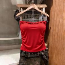 批发小众新款纯色带胸垫抹胸背心女春季别致<b class='q'>修身</b>显瘦无袖上衣女