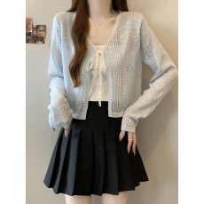 批发白色镂空针织开<b class='q'>衫</b>防晒女夏季薄款外搭<b class='q'>空调</b><b class='q'>衫</b>长袖披肩罩<b class='q'>衫</b>短款上衣