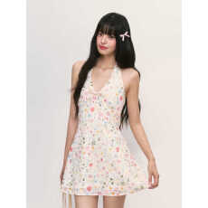 批发挂脖绑带绣花背心碎花衬衫女装2026夏季新款<b class='q'>韩版</b>气质洋气无袖上衣