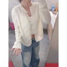 批发设计感镂空长袖针织<b class='q'>开衫</b>女2026春装新款韩版防晒衫外搭