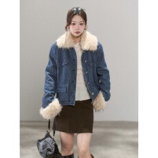 批发小香风老钱原创<b class='q'>牛仔</b>外套女秋季新款小众肌理感立领百搭<b class='q'>夹克</b>