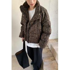 批发款豹纹女2025新款立领加厚<b class='q'>短</b>款棉衣女冬季潮牌外套