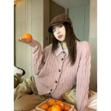 拼格子针织毛衣开衫女冬季款2025新款巨好看翻领外套