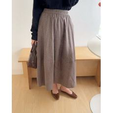 批发复古格子半身裙女秋冬新款高腰显瘦简约<b class='q'>百搭</b>裙