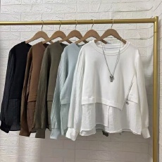 批发2026早春新款韩版假两件<b class='q'>长袖</b><b class='q'>T</b><b class='q'>恤</b>宽松休闲百搭显瘦女装上衣