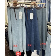 批发新款韩版高腰显瘦牛仔半身裙中长款牛仔裙A字裙