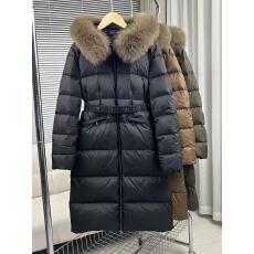 批发长款羽绒服连帽狐狸毛领高品质收腰配腰带显瘦时尚防寒