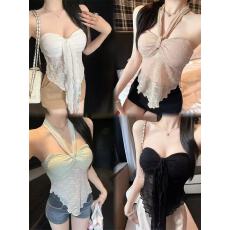 批发性感<b class='q'>蕾丝</b>抹胸背心女夏季辣妹内搭<b class='q'>裹</b><b class='q'>胸</b>短款系带设计感外穿挂脖上衣