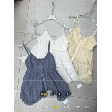 批发夏新品辣妹纯欲风V领<b class='q'>蕾丝</b>拼接<b class='q'>刺绣</b>不对称吊带背心女