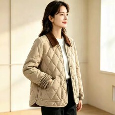 批发冬季新款轻薄棉服女翻领<b class='q'>妈妈</b>装棉袄宽松短款保暖羽绒<b class='q'>棉衣</b>外套上衣