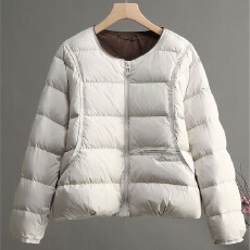 批发新款女装短款轻薄棉服圆领外贸宽松百搭棉衣冬季薄款棉袄