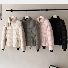 批发冬季短款毛领连帽<b class='q'>羽绒服</b>收腰显瘦高级感大毛领棉服棉衣外套女