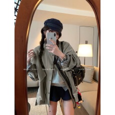 批发MUKOK 加州之旅~ 高级感宽松休闲中长款英伦风小个子风衣外套女