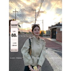 批发花花慢调巴黎~韩系<b class='q'>秋</b>季短款卡其色风衣外套女小个子薄款上衣