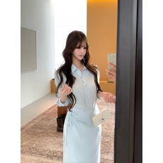 批发有货<b class='q'>假两件</b>蓝色衬衫<b class='q'>连衣裙</b>女早秋季小众设计显瘦气质POLO长裙