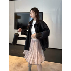批发有货 韩系高级感夹克<b class='q'>皮衣</b><b class='q'>外套</b>女春季新款高腰波点半身裙套装