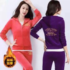 批发加绒加厚鹅绒<b class='q'>运动服</b>套装女秋冬新款时尚洋气卫衣大码两件套<b class='q'>显瘦</b>潮