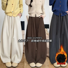 批发欧棉绒加绒弯刀裤女2025新款<b class='q'>韩版</b>秋冬加厚裤子宽松休闲阔腿裤春秋