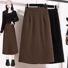 批发巨好看a字<b class='q'>半身</b>裙女秋冬2025新款大码半裙胖mm显瘦中长款高端裙子