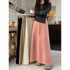 批发秋冬保暖舒适羊绒针织半裙2025新款韩版收腰显瘦中长款<b class='q'>半身</b>裙女