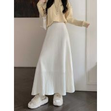 批发秋冬针织半身裙女2025新款气质显廋大摆裙设计感垂感a字半身长裙