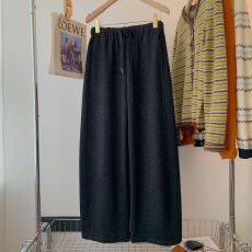 批发大码300斤松紧加绒毛呢显瘦阔腿直筒休闲裤女秋冬新款哈伦梧桐裤