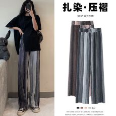 批发夏季大码冰丝阔腿休闲裤女宽松垂感<b class='q'>百搭</b>渐变抖抖凉凉裤直筒拖地裤