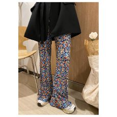 批发大码褶皱碎花阔腿裤女2026夏季新款时尚高腰直筒休闲<b class='q'>百搭</b>拖地裤子