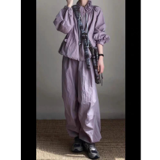 批发盐系高级感运动套装女夏季宽松时尚炸街防晒衣外套长裤休闲两件套
