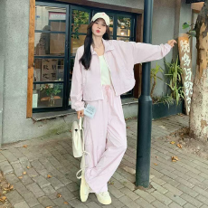 批发休闲运动套装女夏季防晒衣时尚宽松百搭慵懒风长袖工装裤两件套潮