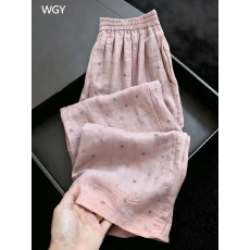 批发胖MM大码小众甜美风粉色波点直筒<b class='q'>裤</b>女夏季高腰显瘦阔腿<b class='q'>百搭</b>休闲<b class='q'>裤</b>