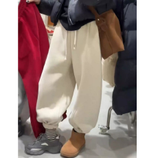 批发大码休闲裤女春秋冬季加绒梨形身材胖妹妹mm高腰显瘦九分束脚卫裤