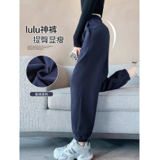 批发大码胖mm美式运动休闲裤女26新款秋冬小个子加绒束脚卫裤哈伦裤子