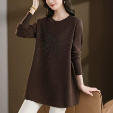 批发高档妈妈装中长款毛衣裙女秋冬洋气内搭宽松2025<b class='q'>大码</b>针织打底衫女