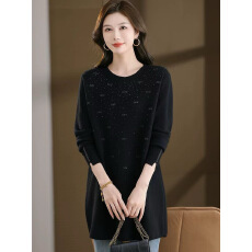 批发中年<b class='q'>妈妈装</b>中长款上衣女秋冬特<b class='q'>大码</b>高端针织小衫宽松遮肚打底毛衣