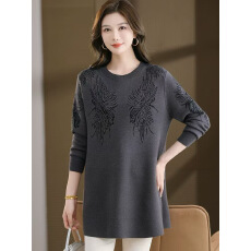 批发中长款针织打底衫2025秋冬新款中老年<b class='q'>妈妈装</b><b class='q'>大码</b>宽松遮肚显瘦毛衣