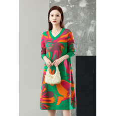 批发<b class='q'>秋冬</b><b class='q'>连衣裙</b>提花民族风针织<b class='q'>连衣裙</b>2025衣裙<b class='q'>秋冬</b>新款宽松长款毛衣女