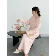 批发2025秋季新款韩系高端气质针织衫毛衣长裙套装女两件套温柔<b class='q'>连衣裙</b>