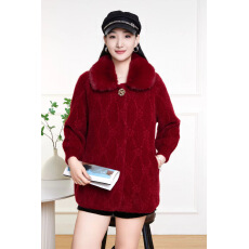 批发中年妈妈洋气水貂绒上衣<b class='q'>中老年</b>女装秋冬大衣2025新款针织毛呢<b class='q'>外套</b>