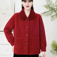 批发2025中年妈妈秋冬装水貂绒<b class='q'>外套</b>洋气<b class='q'>中老年</b>女冬装新款宽松保暖大衣